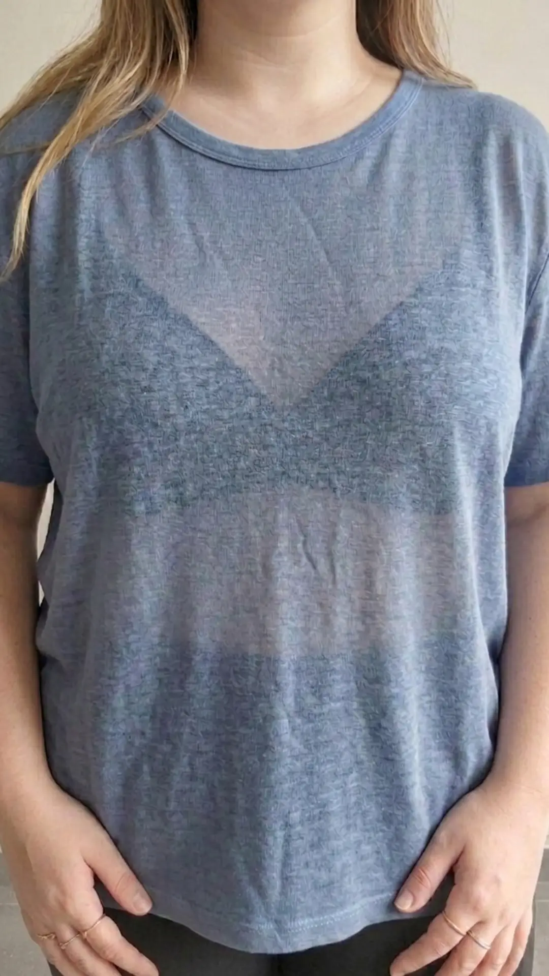 Image de T-shirt fluide Bleu clair Monoprix Premium - 100% Lin - Taille XL, 1/3