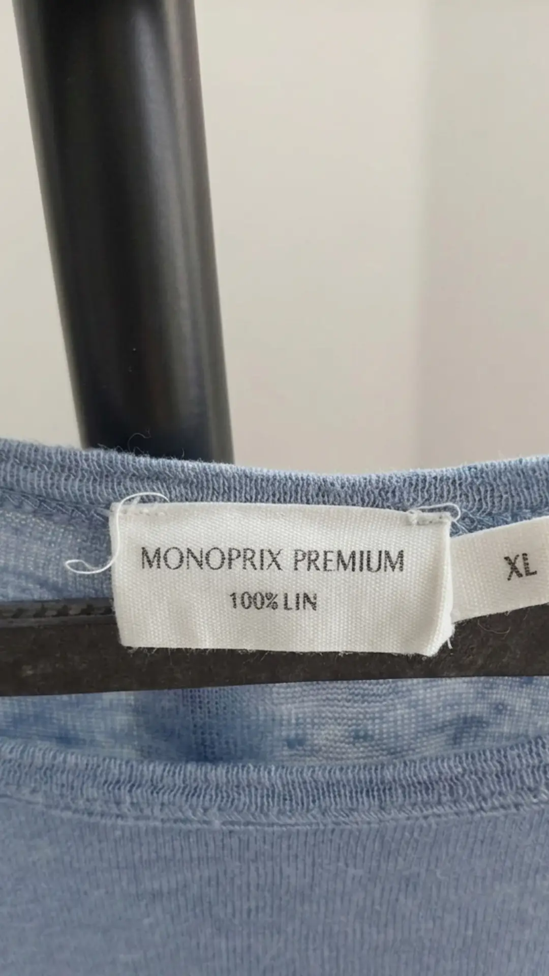 Image de T-shirt fluide Bleu clair Monoprix Premium - 100% Lin - Taille XL, 3/3