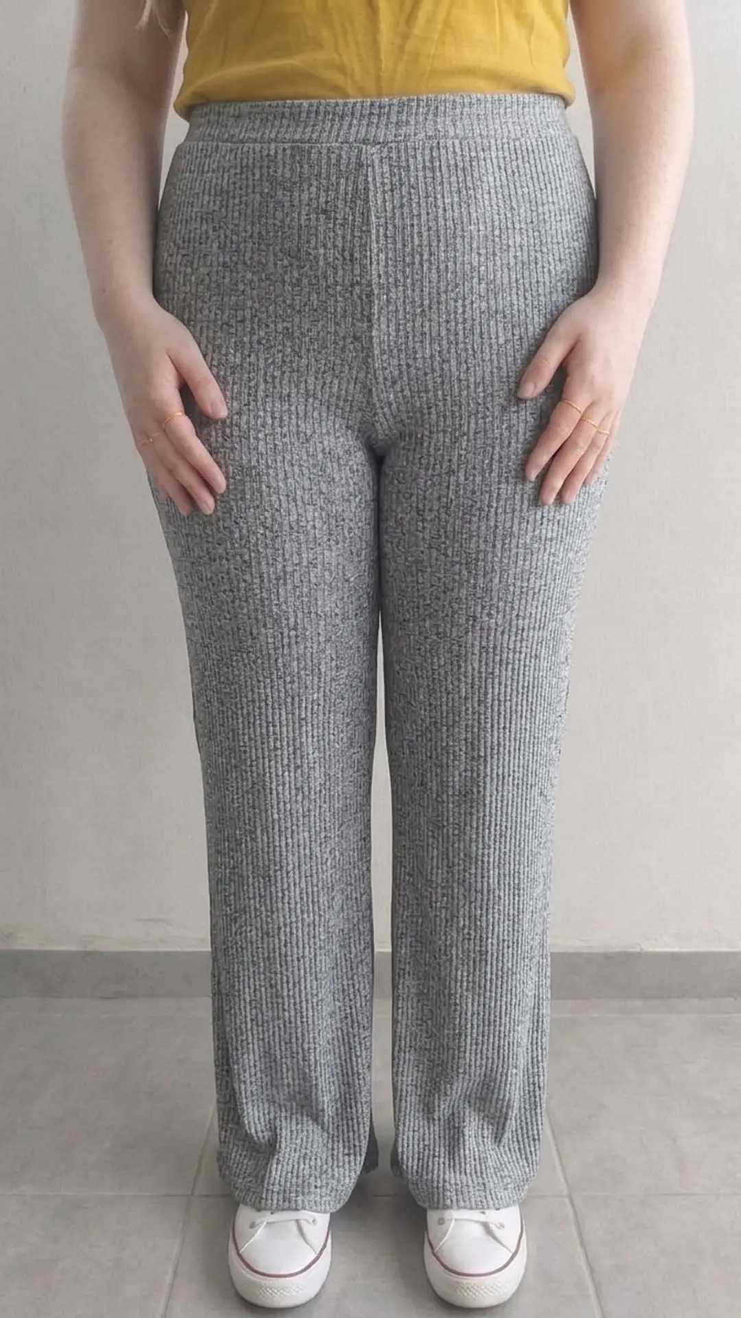 Image Pantalon large côtelé gris chiné ZARA - Taille L [object Object] - Zaffaires.re