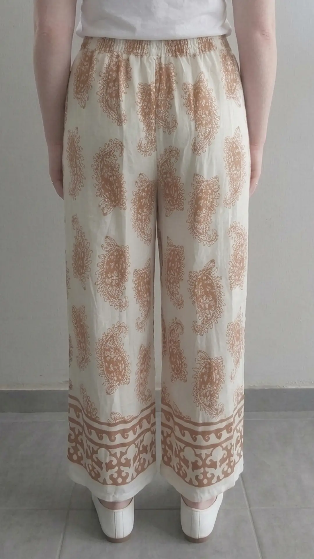 Image de Pantalon fluide motifs bohèmes – Taille Haute – Taille unique – 15% Lin, 2/2