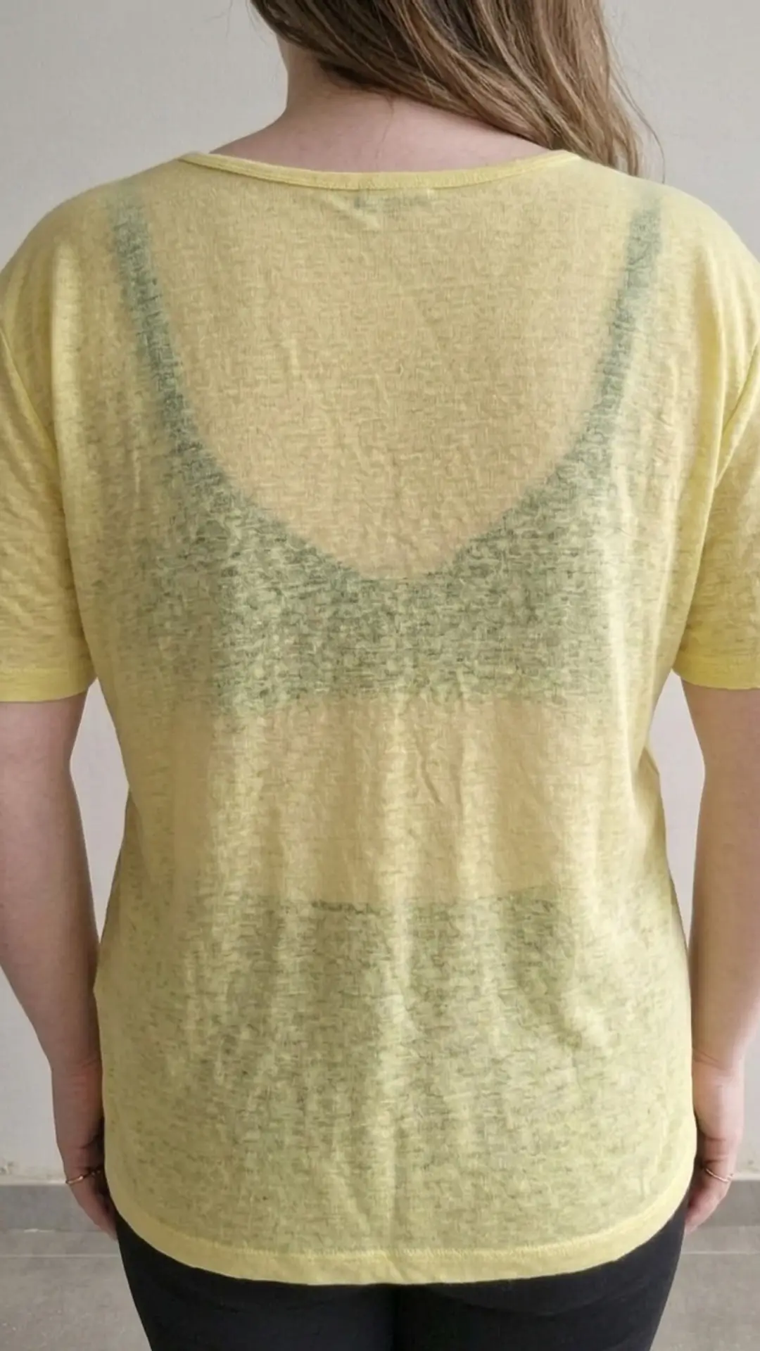 Image de T-shirt fluide Jaune Monoprix Premium - 100% Lin - Taille XL, 2/3