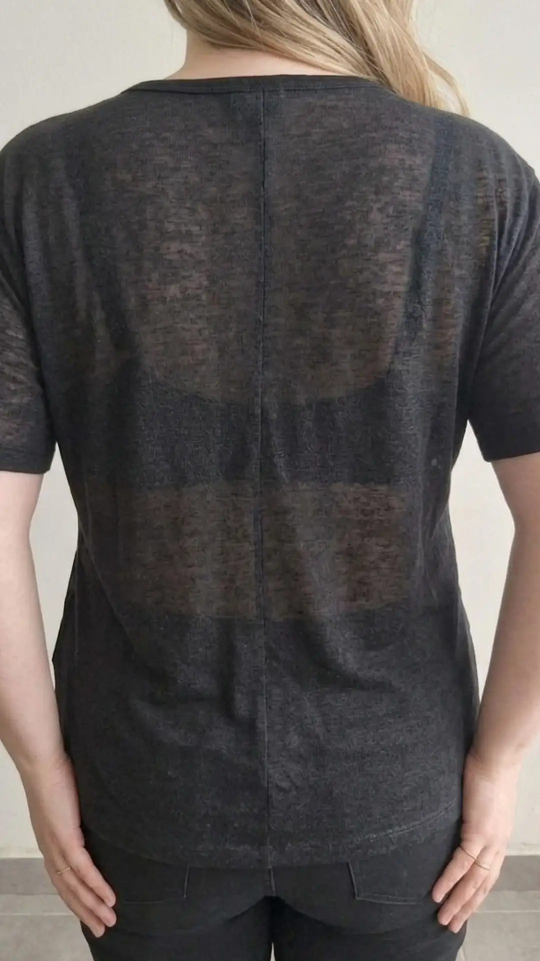 Image de T-shirt fluide Noir Monoprix Premium - 100% Lin - Taille XL, 2/3