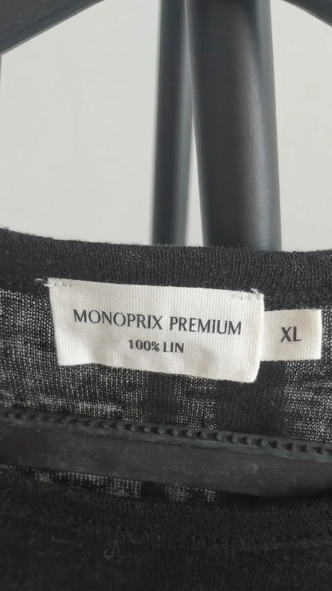 Image de T-shirt fluide Noir Monoprix Premium - 100% Lin - Taille XL, 3/3